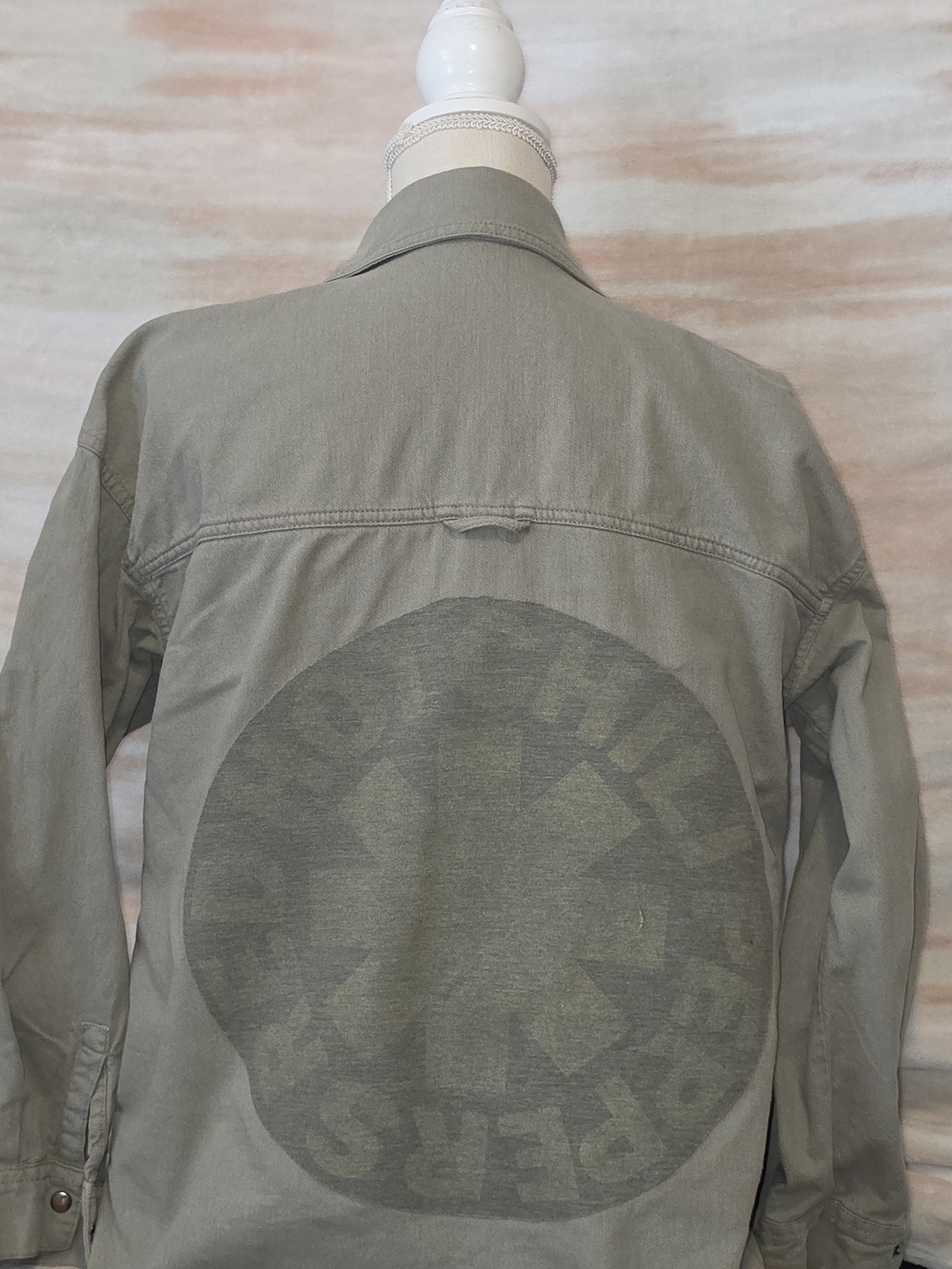 Military Green Red Hot Chili Peppers Graphic Back Jacket